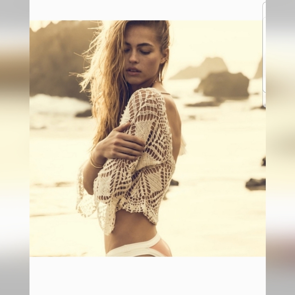 NWT L*Space Cody Crochet Summer Beach Swim Crop Top Coverup - Picture 7 of 12